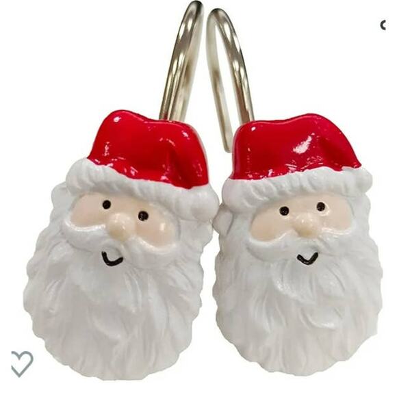 Santa claus shower curtain and hooks - Picture 5 of 5